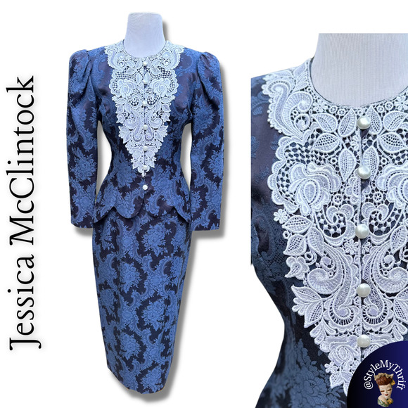 Vintage 90s Jessica McClintock Bridal 2 Piece Victorian Jacket Skirt SteamPunk - Picture 1 of 10